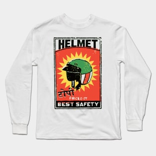 Motorcycle Helmet / Vintage Matchbox Art Long Sleeve T-Shirt